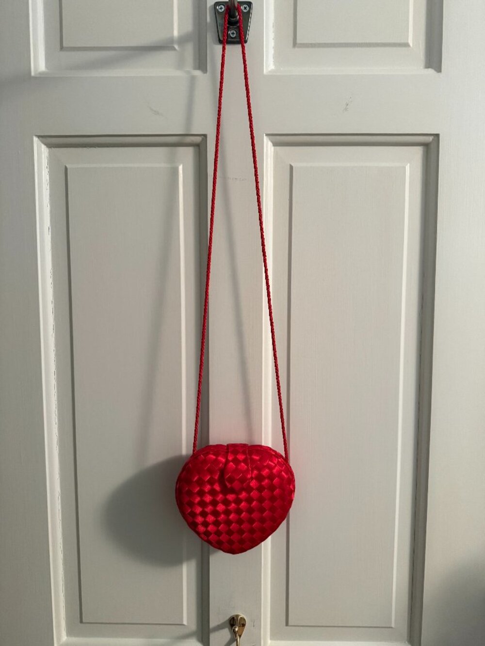 Vintage I. Magnin & Company Red Satin Heart Purse Woven Evening Bag Shoulder Bag